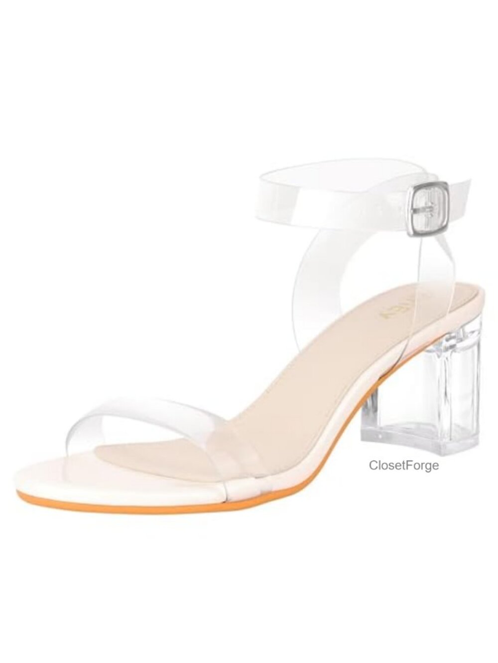 Clear Strappy Block Heeled Sandals Women's Chunky High Heels